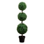 Nearly Natural 4ft. Artificial Triple Ball Boxwood Topiary Tree (Indoor/Outdoor)
