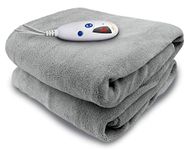 Biddeford Blankets Microplush Heated Electric Digital Throw, 50" X 62", Grey