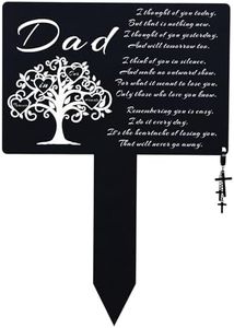 Grave Decorations for Cemetery, Dad Metal Grave Markers, Plaque Sympathy, Garden Waterproof Cemetery Memorial Stakes, Signs Decoration for Graveside, Include Cross Charm, for Garden, Grave Side (Dad)
