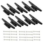 4" Nylon Cleat, 10 Pack Kayak Cleat with 20 Screws Fasteners, Black Nylon Dock Cleat for Boat Mooring Accessories