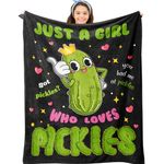 Jepufo Pickle Gifts Blanket, Pickle Gifts for Pickle Lovers, Funny Pickles Gifts for Kids, Just a Girl Who Loves Pickles Blanket, Best Pickle Gifts Birthday Christmas Ideas Blanket 40"X50"