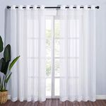 NICETOWN Sheer Curtains for Living Room 84 inch Length - Elegant Grommet White Window Voile Drapes/Treatment, 140" Wide Total, 2 Panels, White