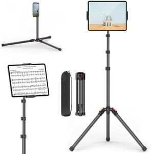 XXZU 72in Tablet Floor Stand Tripod,Tablet Stand Floor with 360° Ball Head,Height Adjustable Floor Stand Holder with Case,Tall Tripod for Phone/Music/Stream/Recording and All 4.7-13” Devices