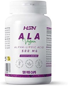 Ácido Alfa Lipoico 500 mg de HSN | 120 Cápsulas Vegetales de Puro ALA ó Ácido Tióctico | Con Vitamina E Natural | No-GMO, Vegano, Sin Gluten