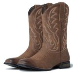 J's.o.l.e Men's Cowboy Boots Wide Square Toe Western Boots for Men Slip-Resistant Pull On Rodeo Boot Brown US 13