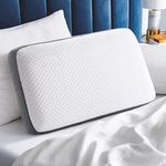 Cushio™ Cooling Gel Memory Foam Pillow | Size 24"x16"x3.5" (Set of 1) Cervical Pillow for Relieving Neck & Shoulder Pain with Free Pillow Cover (White & Grey)