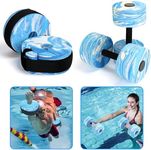 Water Aerobics Set for Aquatic Exercise, New Upgrade Aquatic Exercise Dumbbells and Foam Swim Aquatic Cuffs with Detachable Vecro, Aquatic Fitness Equipment for Water Workouts, Camouflage Blue