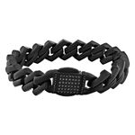 Steel Nation Jewelry Men's Stainless Steel & Black Cubic Zirconia Curb Link Bracelet - Matte Black Elegance, 8.75", One Size, Metal