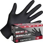 Derma-Tuff Powder Free Nitrile Disposable Gloves | 6 Mil - 2XL 100 Ct | Latex Free, Chemical + Puncture Resistant, Fully Textured Grip, Beaded Cuff, for Automotive, Maintenance, Industrial | 66590