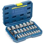 THINKPRO 27PCS Screw Extractor Set, Easy Out Bolt Extractor kit with 3/8" Inch Drive Hex-Head, Multi-Spline Rounded Bolt Remover Tool for Removing Damaged Studs, Bolts, Screws