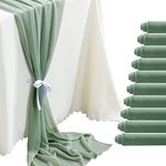 10 Pack Sage Green Chiffon Table Runner 10Ft Wedding Table Runner 29x120 Inches Sheer Romantic Tulle Table Runner for Wedding Decor Bridal Shower Baby Shower Birthday Party Cake Table Decoration