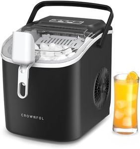 CROWNFUL Ice Maker Countertop with Handle, Self-Cleaning Ice Maker with Scoop and Basket,26lbs/24H,9 Cubes in 6 Mins,Portable Small Ice Machine with Scoop and Basket for Home Kitchen Office Bar Party