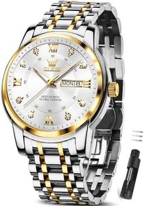OLEVS Silver and Gold Watch for Mens Dress Mens Watches Luxury Large Face Watch for Men Two Tone Business Classic Men’s Wrist Watches Stainless Steel Analog Quartz Waterproof Relojes para Hombres