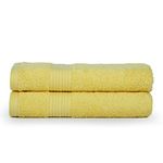 Ample Decor Bathroom Hand Towels 18 X 28 Inch 600 GSM 100% Cotton, Highly Absorbent - 2 Pcs Yellow