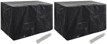 vidaXL Black Garden Furniture Covers - Durable Polyethylene - Suitable for Protecting Rattan Sets, Tables and Benches from Weather Elements - Set of 2