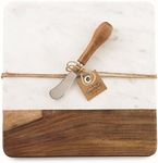 Mud Pie Marble and Wood Serving Board and Spreader, White