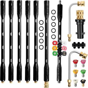 10 Pcs Pressure Washer Extension Wand with Karcher Adapter, 4000PSI Gutter Cleaning Tools Extension Wand, 1/4" Spray Nozzle Tips, Compatible with Karcher K Series K2 K3 K4 K5 K6 K7, 6 Nozzle Tips