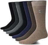 IZOD Men's Dress Socks - Lightweight Mid-Calf Crew Dress Socks (7 Pack), Brown/Grey/Black, 6-12.5