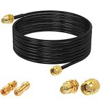 Vecys SMA Cable SMA Male to SMA Female Bulkhead RG174 16.4ft /5M RF Coaxial Cable + 2pcs SMA Adapters Kits for Router Antenna Signal Enhancer Wireless Adapter