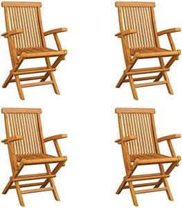 vidaXL 4X Solid Teak Wood Folding Garden Chairs Wooden Outdoor Patio Terrace Backyard Yard Seating Seat Dining Dinner Chair Furniture