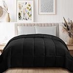 Superior Classic All-Season Down Alternative Comforter with Baffle Box Construction, Full/Queen, Black, Microfibre, Double