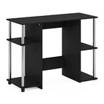 Furinno Computer Study Desk, Engineered Wood, Americano/Stainless Steel, 39.5 (D) x 97.51 (W) x 72.59 (H) cm