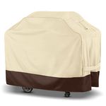 SunPatio Grill Cover 55 Inch, Outdoor Heavy Duty Waterproof Barbecue Gas Grill Cover, UV and Fade Resistant, All Weather Protection for Weber Charbroil Dyna-Glo Kenmore Grills and More, Beige & Brown