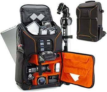 USA Gear Mochila Completa para Cámara DSLR, Funda Resistente al Agua Compartimento para Portátil y divisores para meter un Tripode, Objetivos, Compatible con Canon, Nikon, Sony y muchas más - Naranja