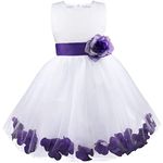 FEESHOW Kids Flower Girls Dress Petals Princess Dress Wedding Pageant Christening Prom Party Gown Stage Performance Costume Purple 14 Years