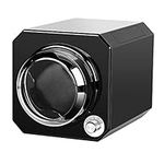 Watch Winder for Automatic Watches, Stackable Single Watch Winder with Japanese Quiet Motor, 4 Rotation Modes and Adjustable Pillows, Watch Winder Box in Black Shell, Battery Powered or USB Charge