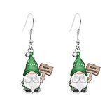 Wedding Earrings for Women Fashion Christmas Acrylic Heat Shrinkable Earrings Santa Stainless Steel Earhook Christmas Tree Dwarf Hat Earrings (G, One Size)