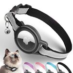 Airtag Cat Collar Breakaway, Odokele Reflective Cat Collars with Apple Air Tag Holder for Kitten, Cat GPS Tracker Adjustable Collars with Safety Quick Release Buckle for Kitties and Puppies - Black