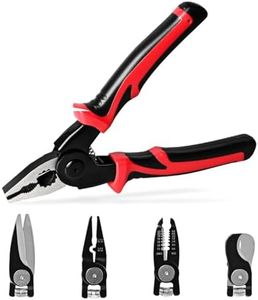 YOSIGHT 5 IN 1 Multifunctional Plier Set with 5 Interchangeable Tool Heads - Wire Stripper, Crimping Plier, Cable Cutter, Electrician Scissors, Linesman Plier - 8 Inch Pliers Kit with Storage Case