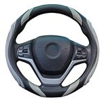 Steering Wheel Cover - Car Wheel Cover Leather, Sportage Universal Size M 37-38cm /14.5-15inch, Anti-slip, Breathable, Grey