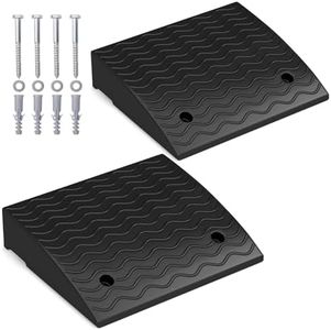 Costway Curb Ramp 2 Pack, 12cm Raised Height Rubber Threshold Ramps Set w/Predrilled Holes & 4 Expansion Bolts, 3T Max Load, Anti-Slip Driveway Ramps for Car, Motorcycle, Wheelchairs, Scooters