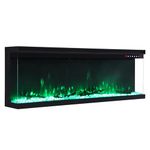 INMOZATA Electric Fire 60inch/152cm 3-Side Glass Display Media Wall Fire Recessed/Freestanding Electric Fireplace with 9 Colors Realistic LED Flame Effect Touch Remote Control & Overheat Protection