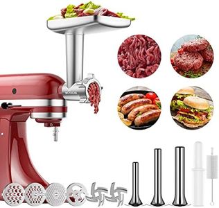 GVODE Meat Grinder Attachment for Kitchenaid Stand Mixer, Including 3 Sausage Stuffer Accessory, Metal Food Grinder, gvode Meat Grinder kitchenaid