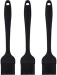 NXRACSH Pastry Brush For Baking,Silicone Basting Brush For Cooking,315°C Heat Resistant Food Brush for Oil & Sauce,Non-Shedding Kitchen Brushes for Butter Bread Meat Egg Wash Cake Baster(3pc Black)