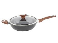 Phantom Chef 11" Deep Frypan 5 Qt Wok | Aluminum Body Non-Stick Ceramic Coating | With Soft Touch Stay Cool Handle | Dishwasher Safe | Non-Toxic PFOA & PTFE Free (Black)