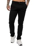 989Zé ENZO Mens Skinny Slim Fit Chinos Stretch Trousers Pants EZ348 Black 34 Short