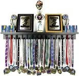 3ft- Medal Awards Rack Ultimate Medal Hanger Display and Trophy Shelf - Multi-Sport Trophy and Medal Holder for Medal Display, Plaques, Pictures, Trophies and More. Solid Wood - Large 36"