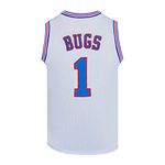 DENNIS Mens Basketball Jersey #1 Bugs #10 Lola Space Movie Jersey Shirts (1# White, XX-Large)