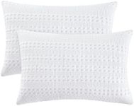 PHF 100% Cotton Waffle Pillowcases Queen Size, 2 Pack Soft Breathable Skin-Friendly Pillow Sham, Decorative Waffle Weave Pillow Case Covers, 20" X 30", No Filling, White