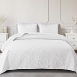 Exclusivo Mezcla Quilt Set Oversized King Size, Lightweight Vintage Quilts Bedspreads Coverlets with Pillow Shams, Soft Cal King Quilt Bedding Set for All Seasons, (112"x104", White)