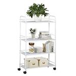 Yaheetech 4-Shelf Storage Trolley on Wheels - Metal Storage Rolling Carts & Mobile Space-Saving Shelving Organiser for Small Spaces,Salon, Hairdressing, Beauty, Spa,Bathroom, Kitchen