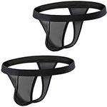 Summer Code Mens Sheer Mesh Thong T-Back Sexy See Through Underwear, 2-pack Black, Medium