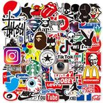 100PCS Cute Stickers Pack, Vinyl Waterproof Stickers for Laptop,Skateboard,Water Bottles,Computer,Phone,Guitar,Stickers (Brand Logo)