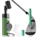 Pro Golf Club Cleaner Brush with Golf Groove Sharpener Tool Suitable for U & V-Grooves 8 Inches Golf Water Brush with Retractable Clip Hold 5oz of Water Perfect Golf Accessories for Men/Women(Green）