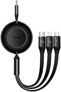 Baseus USB Cable Baseus Bright Mirror 2 Series Retractable 3-in-1 Fast Charging Data Cable 480Mbps Type-C to M+L+C Safe Thickened Copper Wire Ultra Durable Charging Cord 100W 1.1m