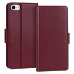 FYY Case for iPhone SE 2020, iPhone 7/8 4.7", Luxury [Cowhide Genuine Leather][RFID Blocking] Wallet Case Cover with [Kickstand Function] and[Card Slots] for iPhone SE 2020, iPhone 7/8 4.7" Wine Red